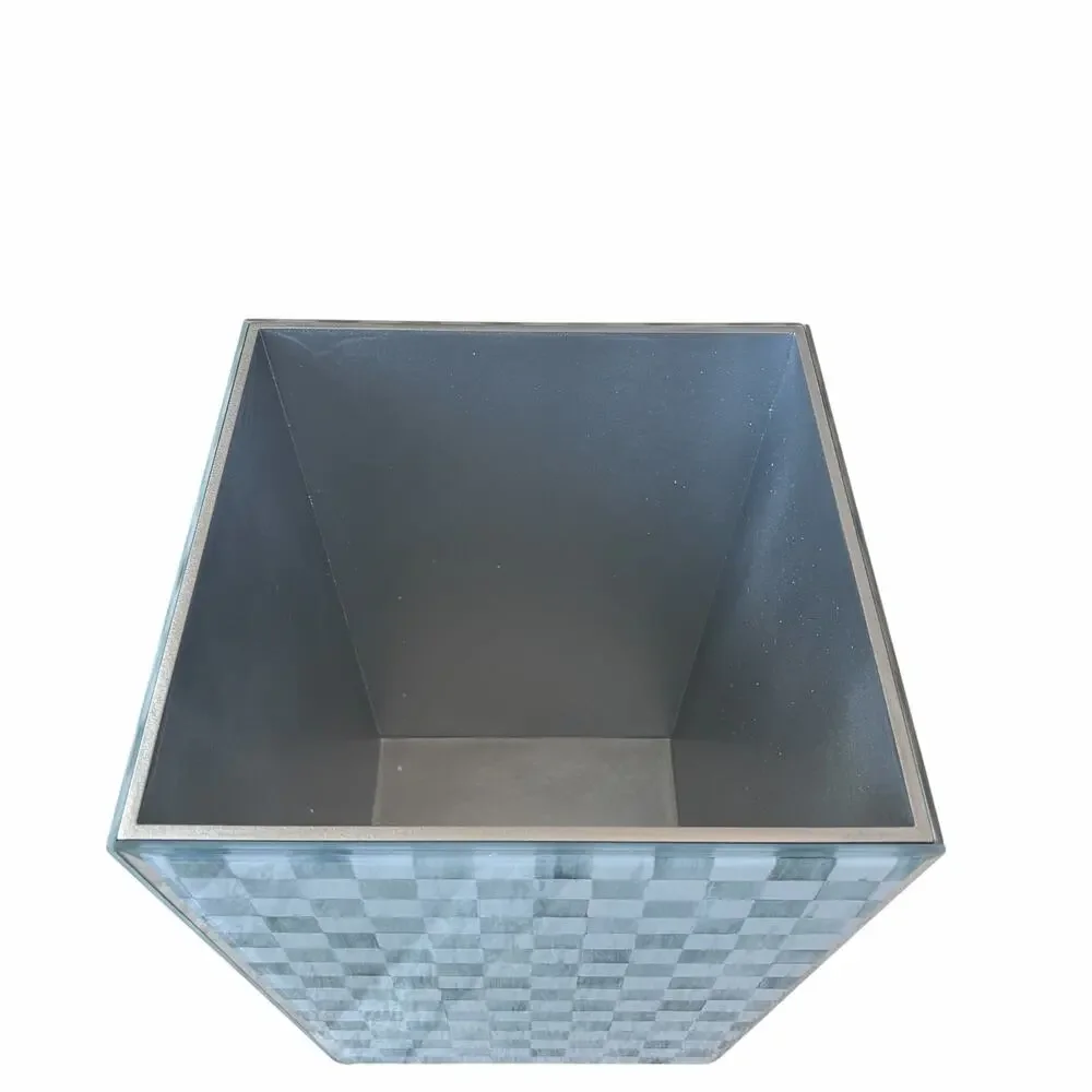 NEW MacKenzie-Childs Sterling Check Glass Waste Bin